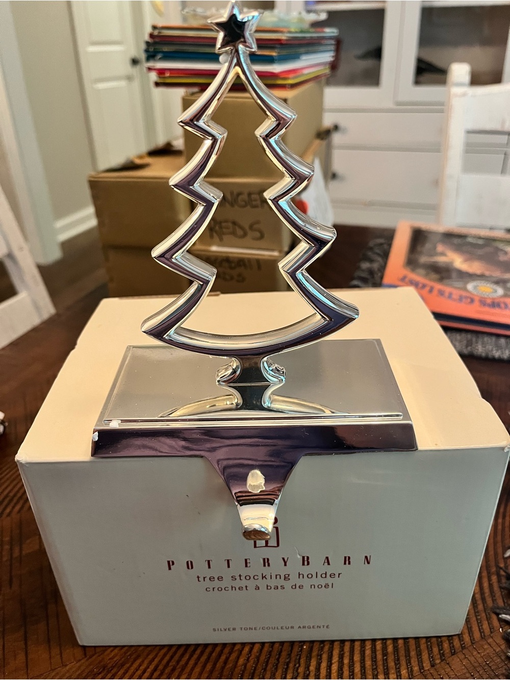 Pottery Barn Silver Tone Tree Stocking Holder Christmas tree